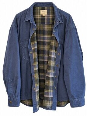 Cabela's Roughneck 3XL Flannel Lined Shirt Jacket Workwear Shacket Gorpcore Navy